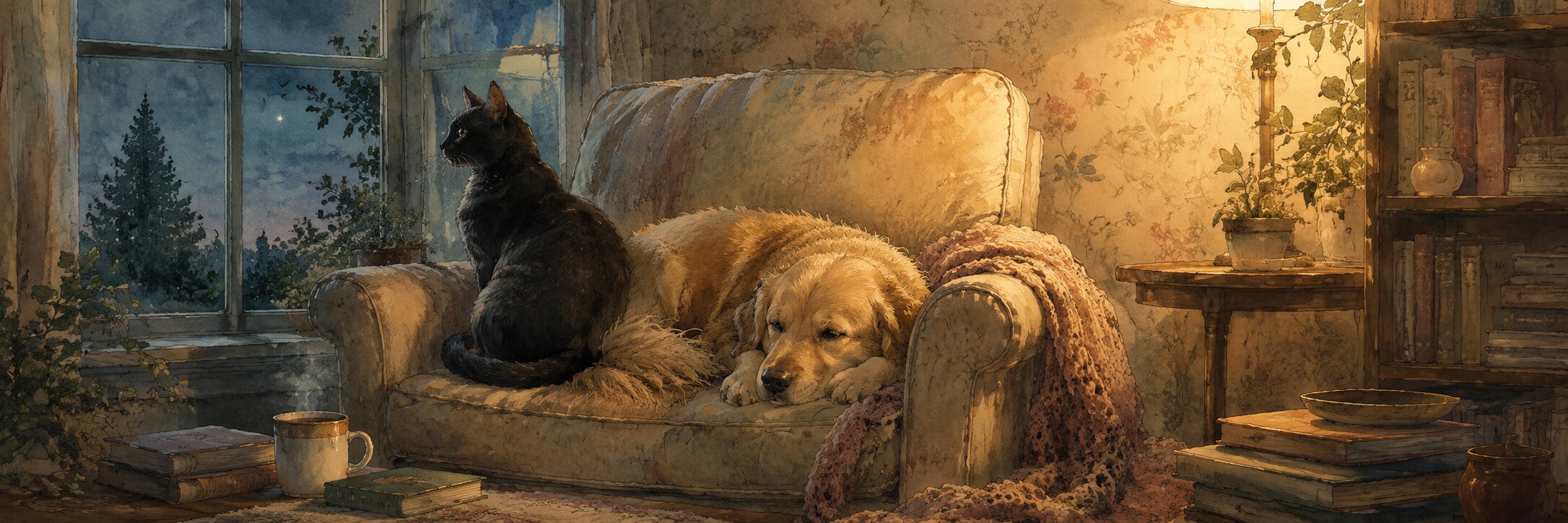 Black Cat and Golden Retriever Couples — Unravel